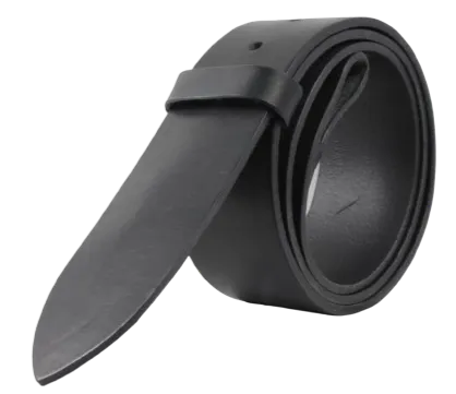 100% Real Black 2" Inch (50mm) Leather Belt Strap