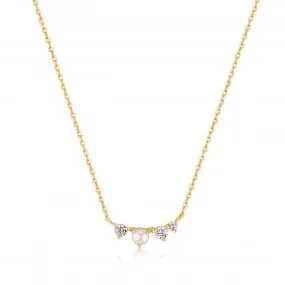 14ct Gold Pearl And White Sapphire Radiance Necklace NAU003-02YG