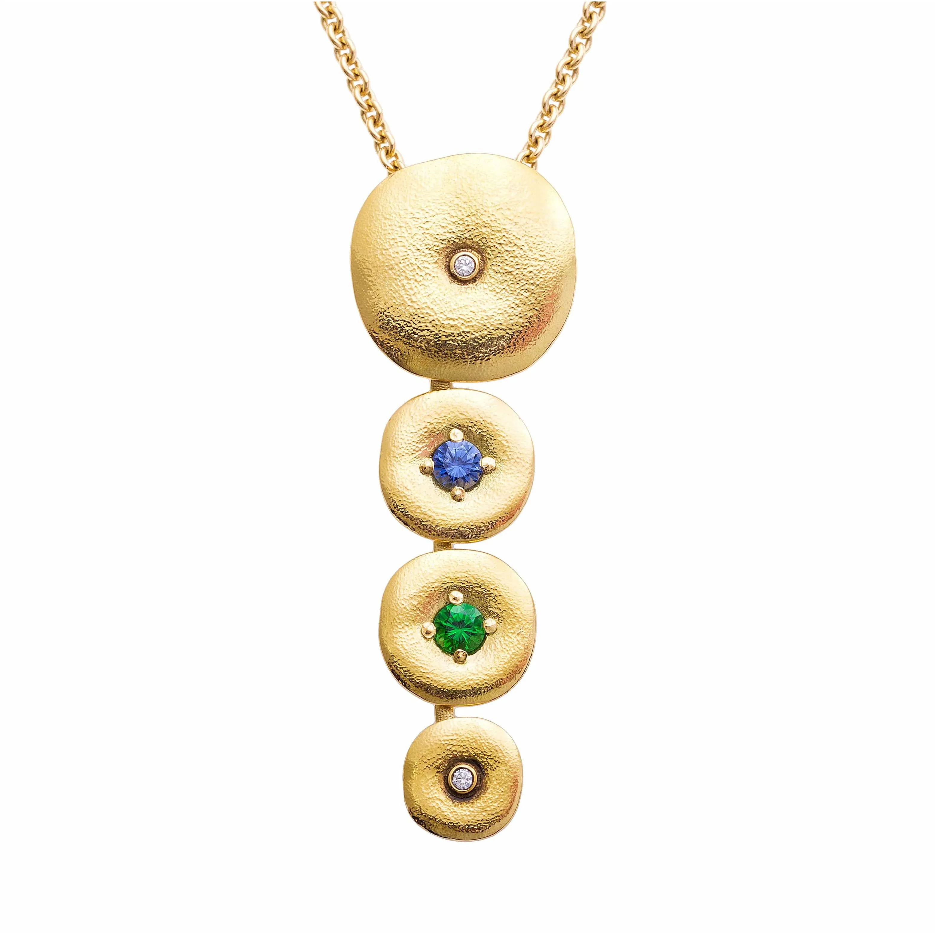 18K Orchard Sapphire & Diamond Pendant - M-145S
