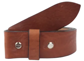 2 Inch Wide (50mm) Dark Tan Full Grain Leather Belt Strap Made to Measure Chicago Screws