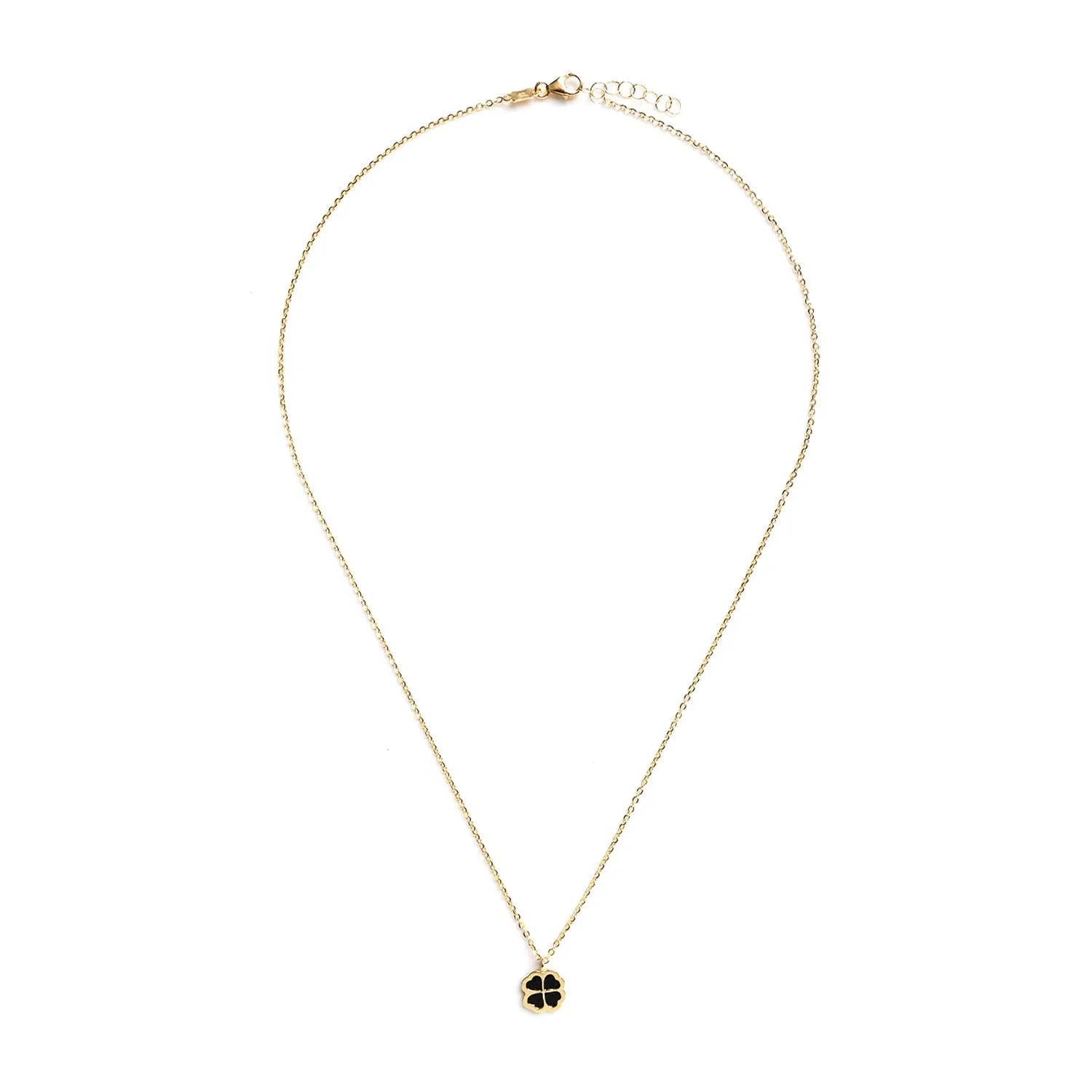 9 Carat Gold Collection Onyx Petal Pendant Necklace, Gold