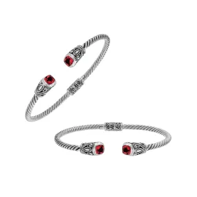 AB-1201-GA Sterling Silver Bangle With Garnet Q.