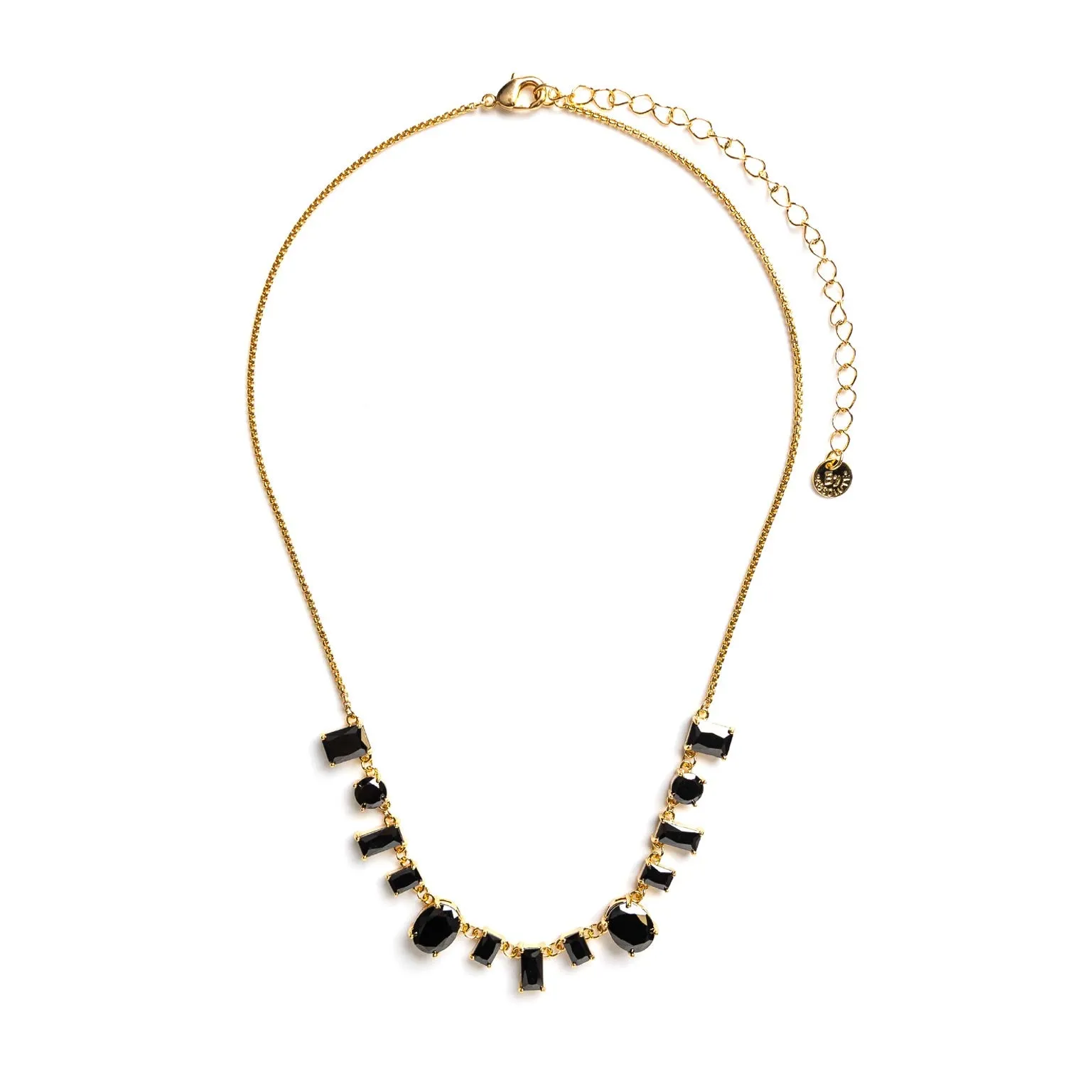 Absolute Onyx CZ Cluster Necklace, Gold