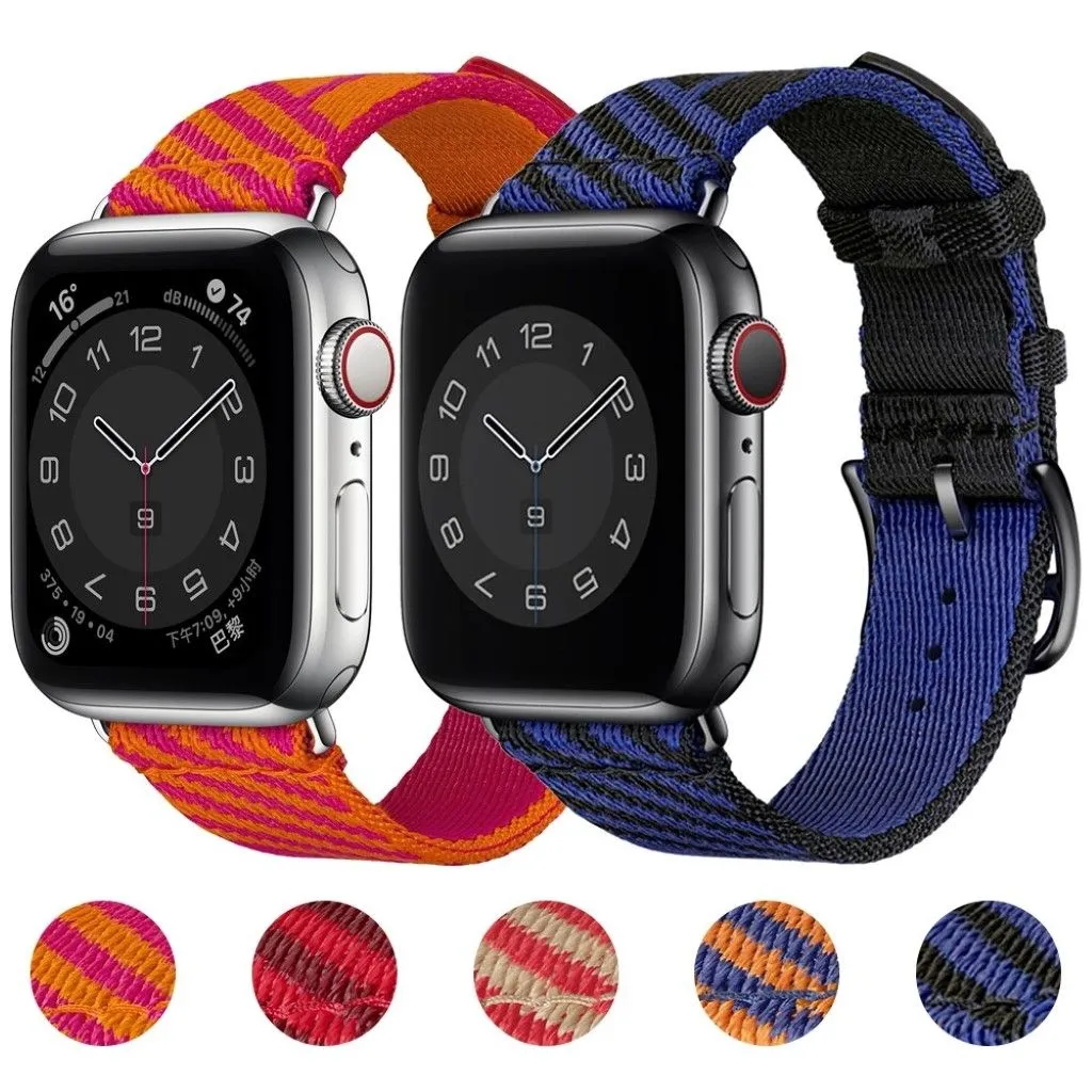Apple Watch 40mm bi-color canvas design watch strap - Khaki / Red