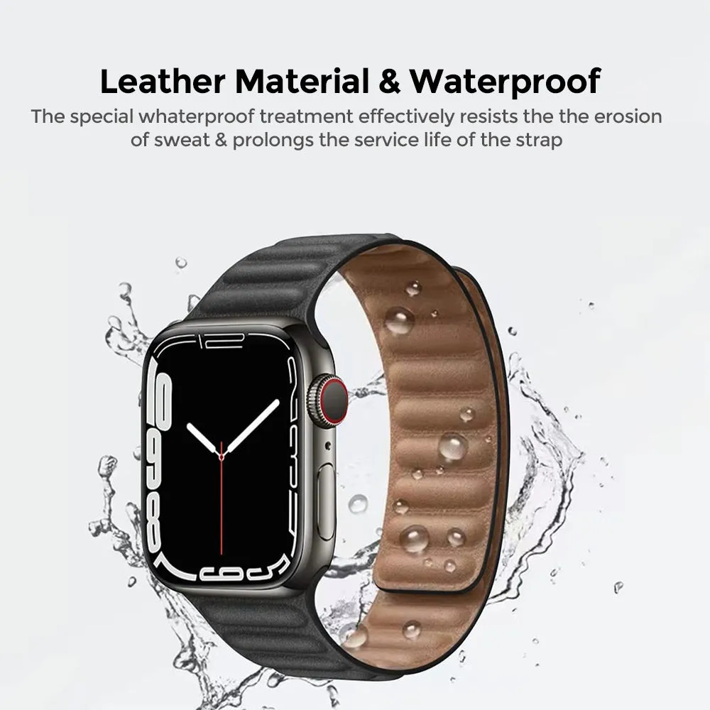 Apple Watch 41mm / 40mm / 38mm | Leather Magnetic Loop Watch Band Strap | Grey