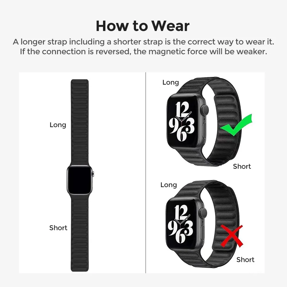Apple Watch 41mm / 40mm / 38mm | Leather Magnetic Loop Watch Band Strap | Grey