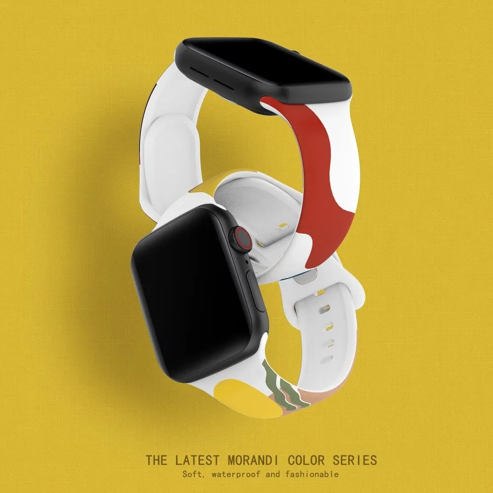 Apple Watch (41mm) morandi silicone watch strap - Morandi Blue / Brown / Orange