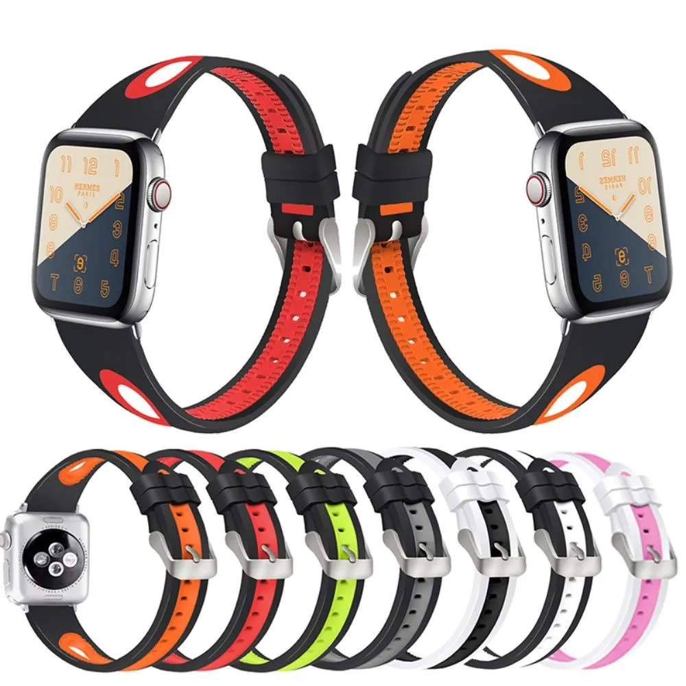 Apple Watch (45mm) bi-color silicone watch strap - White / Pink
