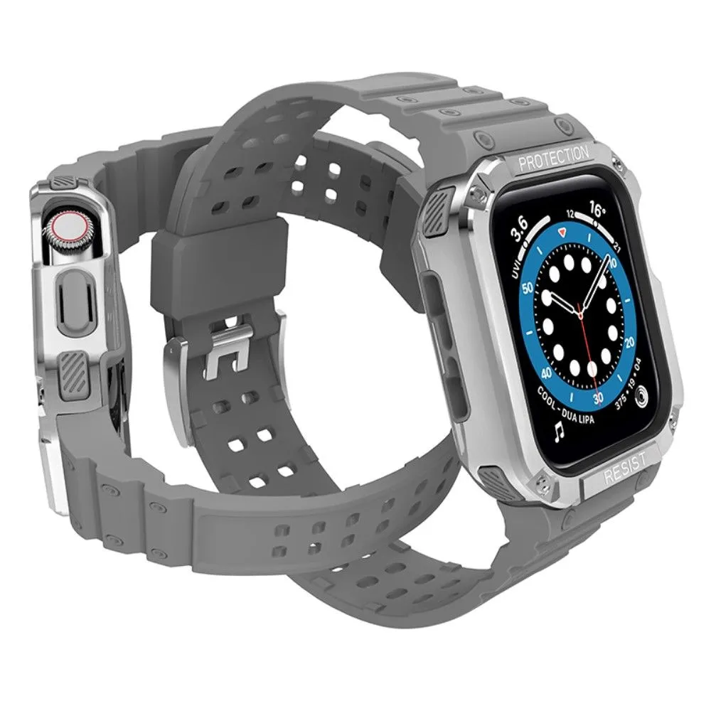Apple Watch (45mm) contrast color TPU watch strap - Grey / Silver