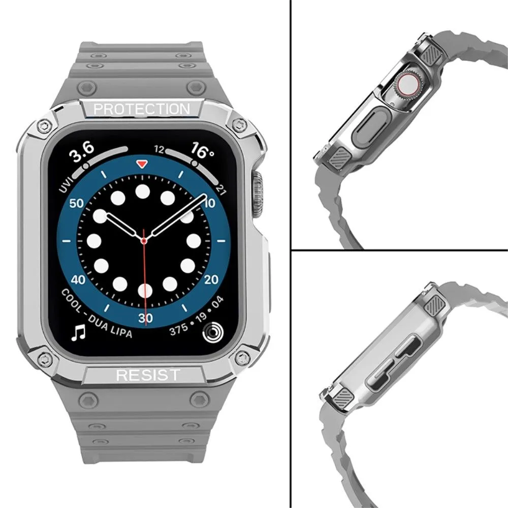 Apple Watch (45mm) contrast color TPU watch strap - Grey / Silver