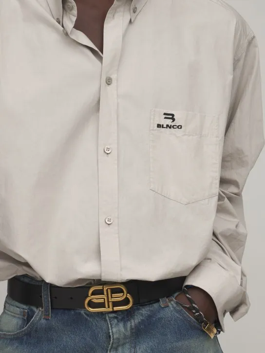 Balenciaga   3.5cm BB Buckle leather belt 