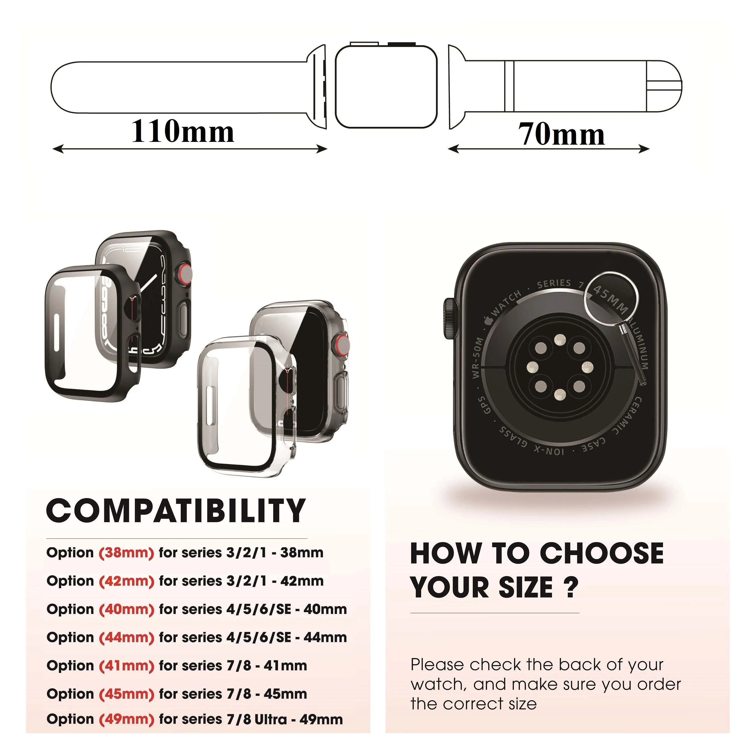 Black Flat Ostrich Leather Band Compatible Apple Watch Iwatch 42mm Screen Protector Case Elegant Vintage Replacement Strap For Smartwatch Series 1 2 3 Leather Handmade AW-181B-W-42MM…