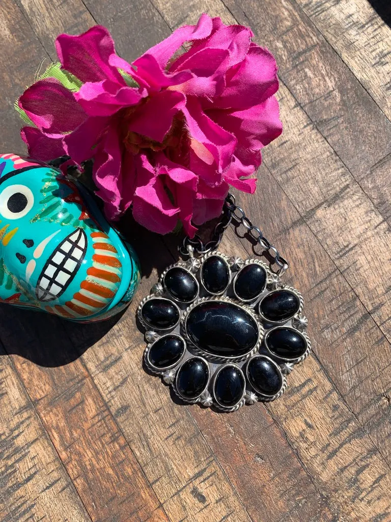 Black Onyx Cluster Necklace
