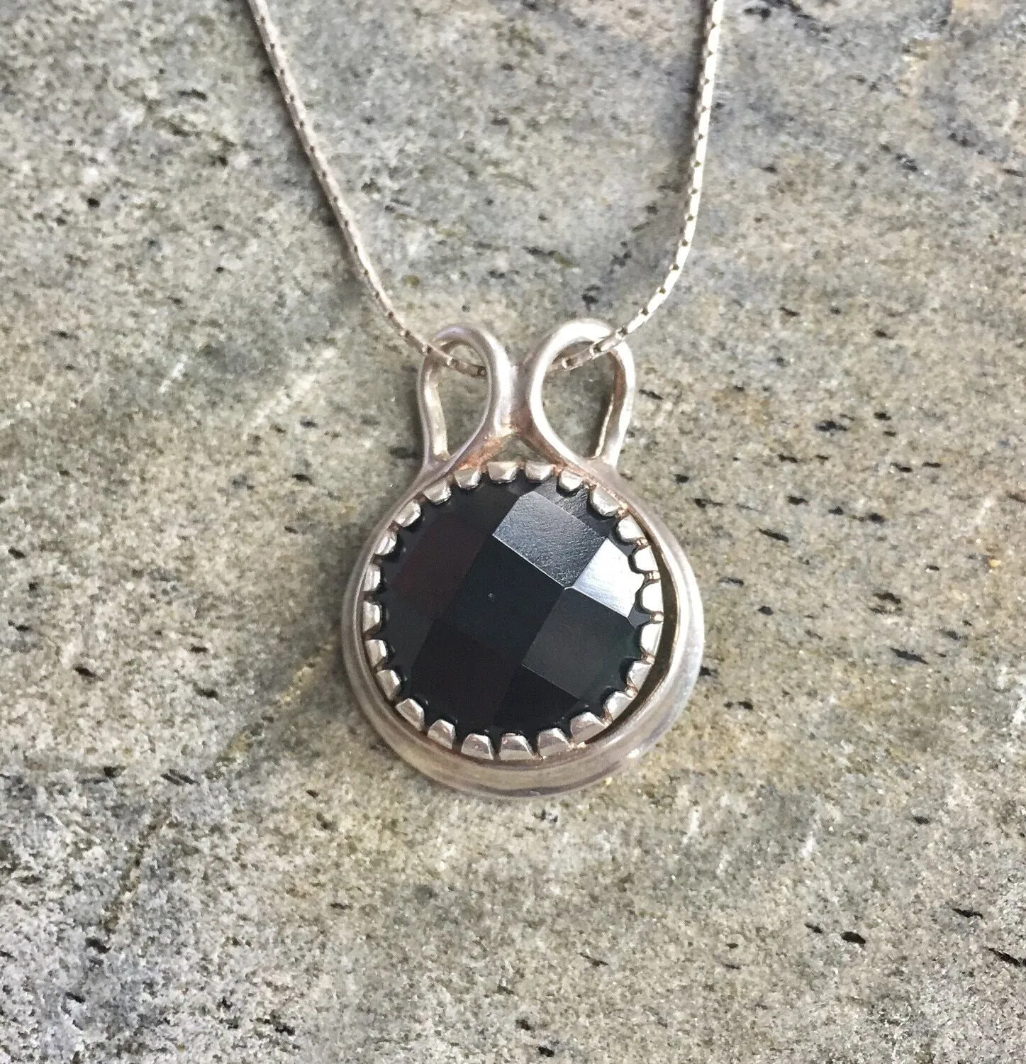 Black Onyx Pendant - Real Onyx Necklace - Round Statement Necklace