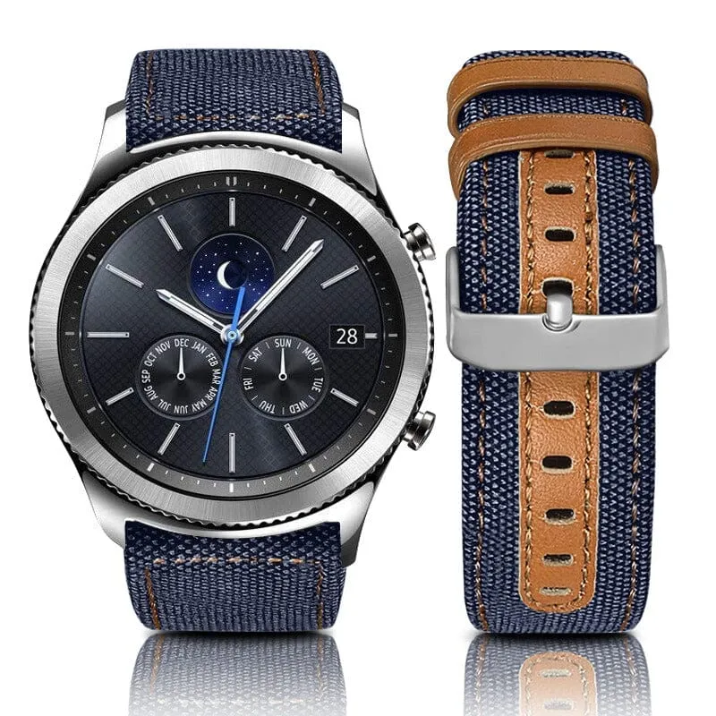 Denim & Leather Watch Straps Compatible with the Huawei Watch GT3 42mm
