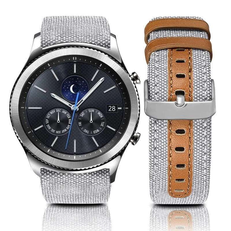 Denim & Leather Watch Straps Compatible with the Huawei Watch GT3 42mm
