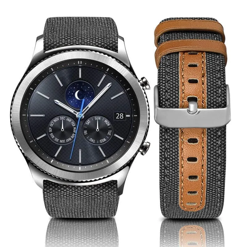 Denim & Leather Watch Straps Compatible with the Huawei Watch GT3 42mm