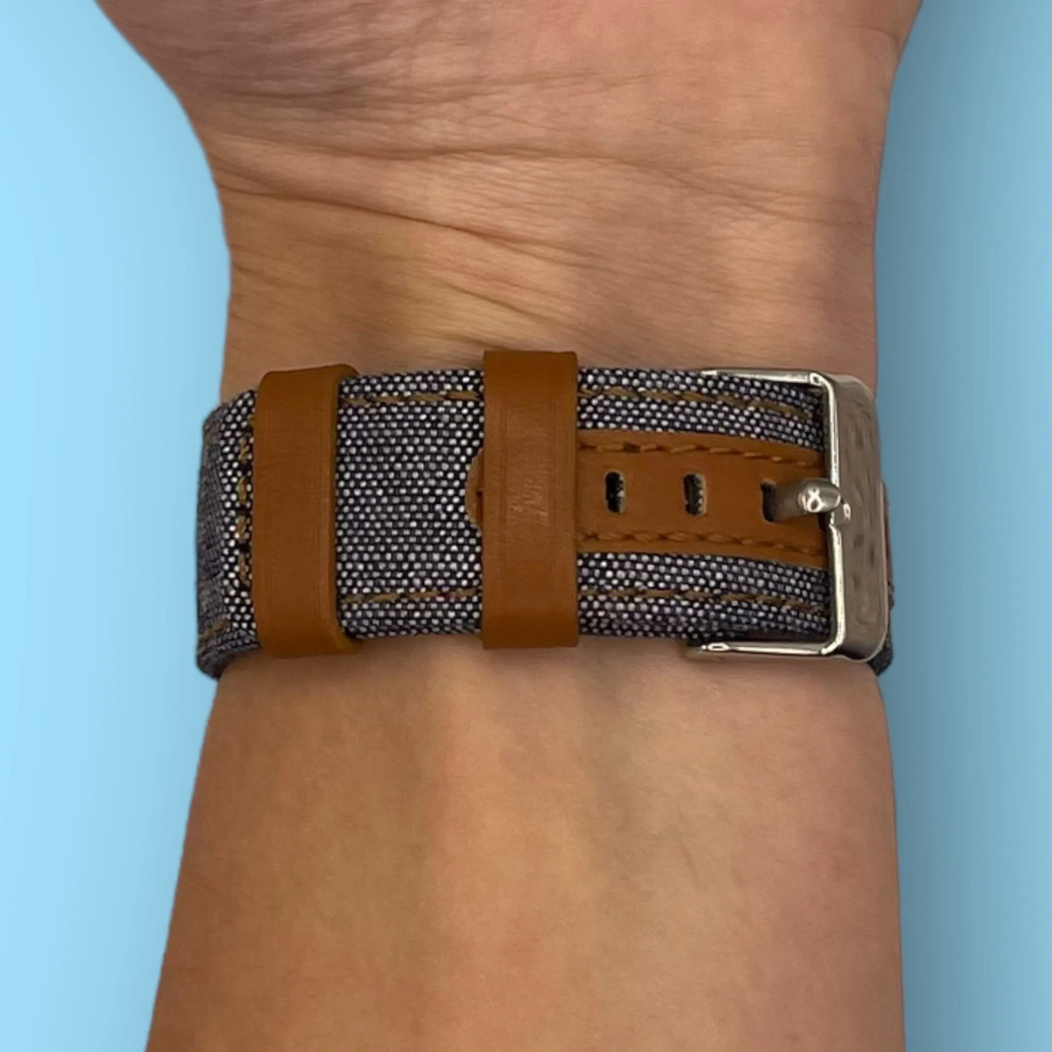 Denim & Leather Watch Straps Compatible with the Huawei Watch GT3 42mm