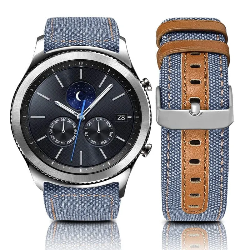 Denim & Leather Watch Straps Compatible with the Huawei Watch GT3 42mm