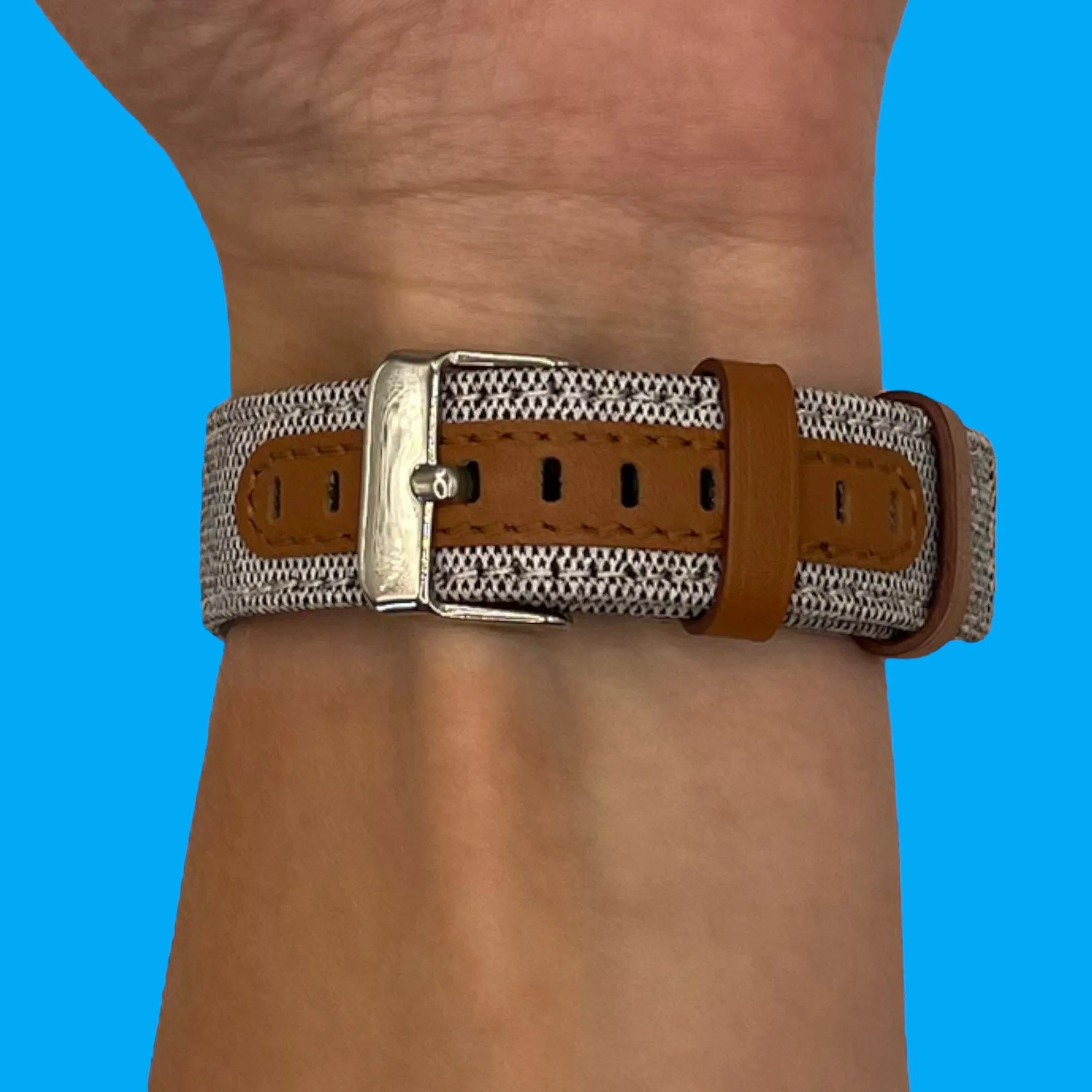 Denim & Leather Watch Straps Compatible with the Huawei Watch GT3 42mm