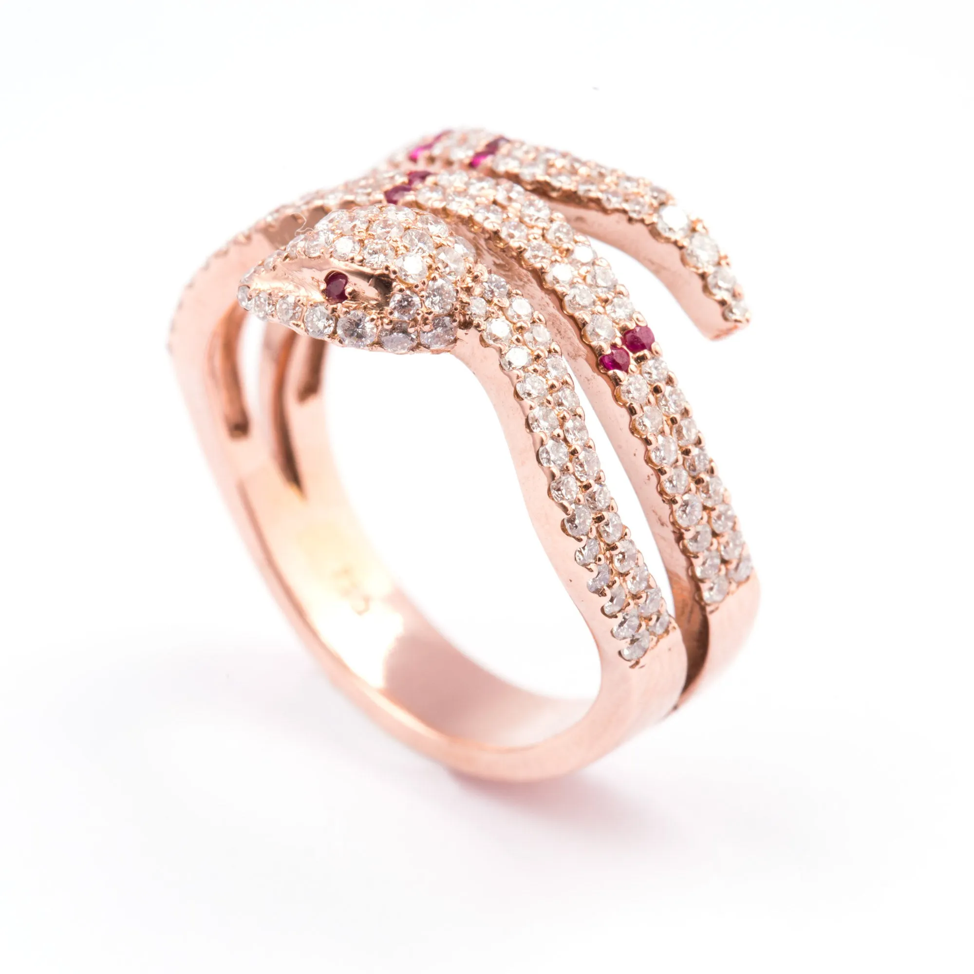 Diamond and Ruby Snake Ring