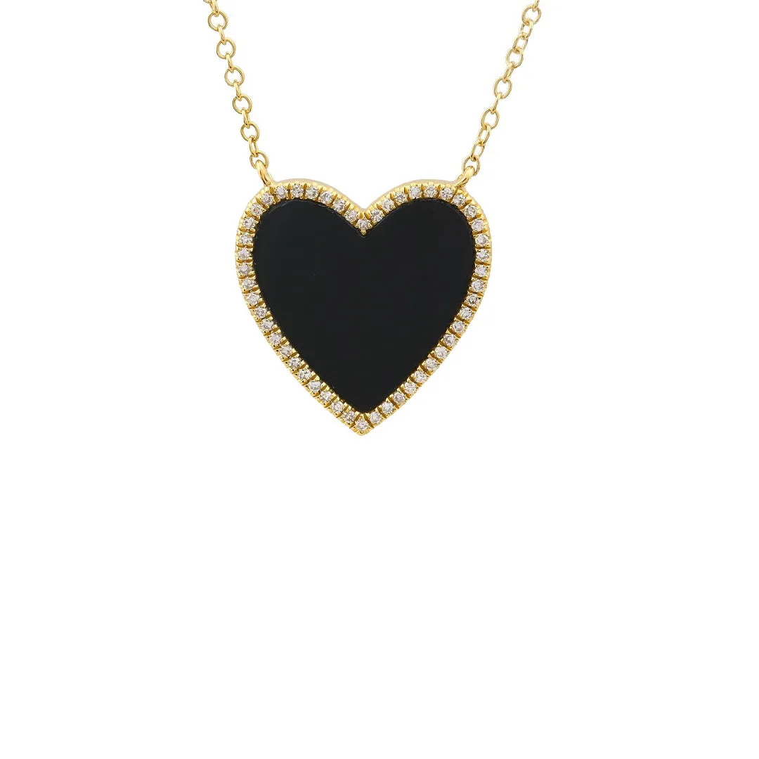 Gemstone and Diamond Heart Necklace - Medium (More colors available)