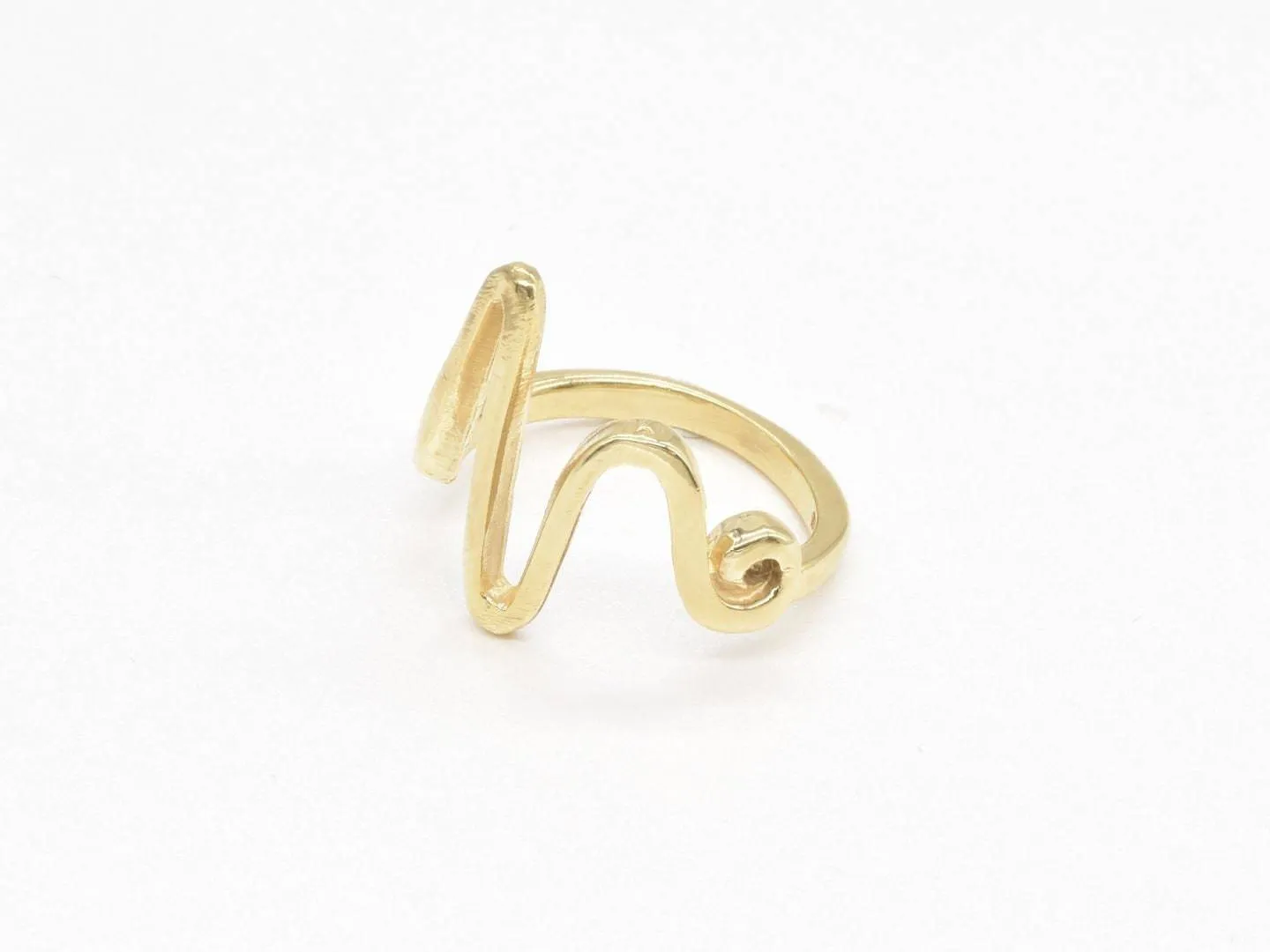 Gold Heartbeat Ring - Pulse Wave Band, Gold Zigzag Ring