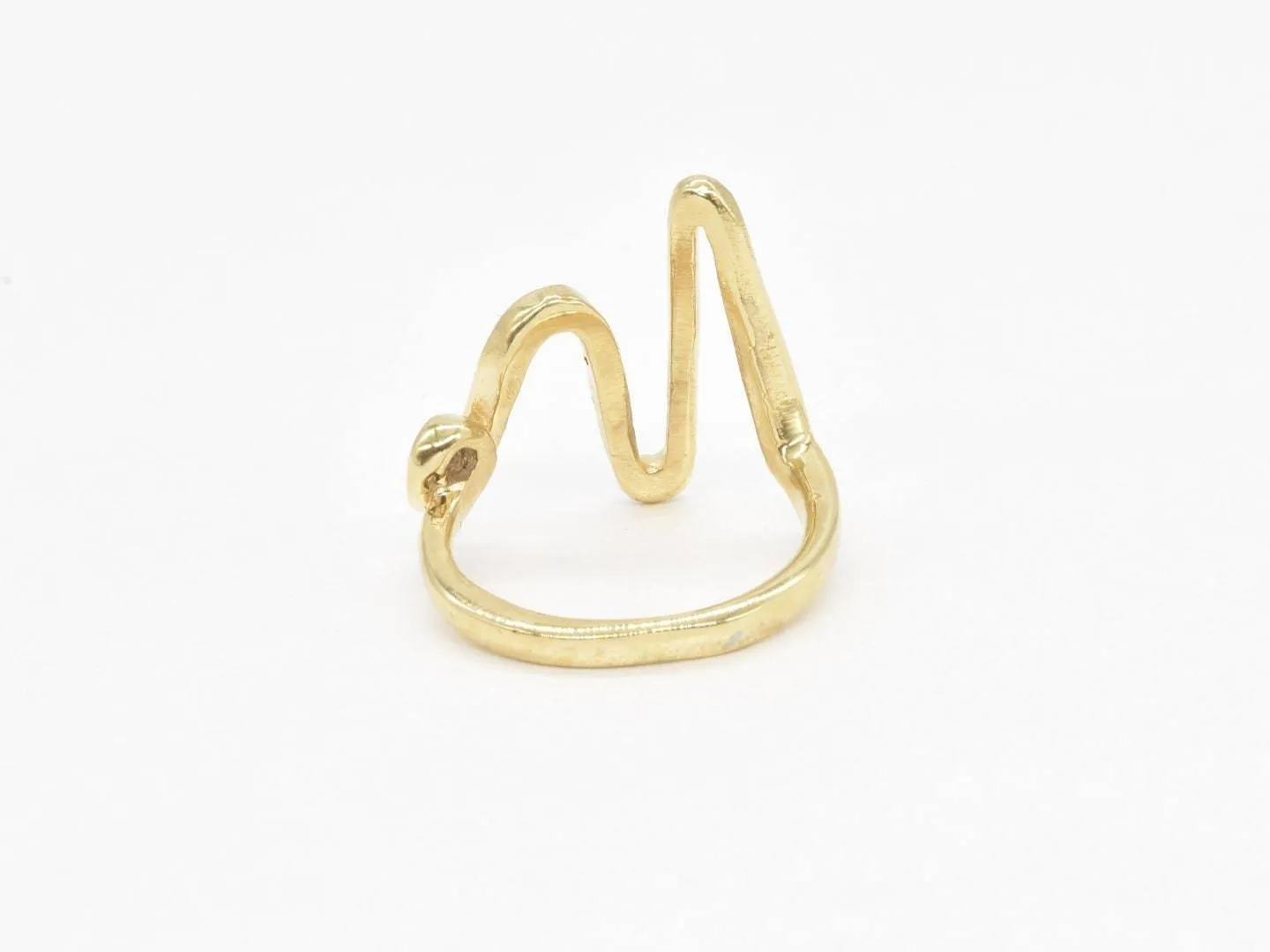 Gold Heartbeat Ring - Pulse Wave Band, Gold Zigzag Ring