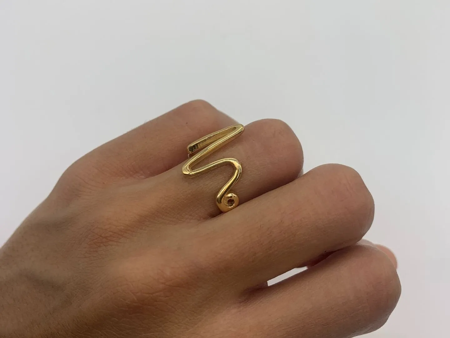 Gold Heartbeat Ring - Pulse Wave Band, Gold Zigzag Ring