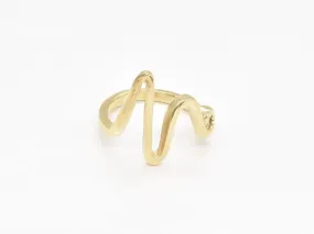Gold Heartbeat Ring - Pulse Wave Band, Gold Zigzag Ring