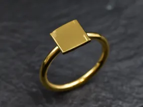 Gold Square Ring - Minimalist Gold Ring, Simple Square Ring