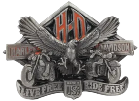Harley Davidson Live Free Ride Free Made in USA Belt Buckle