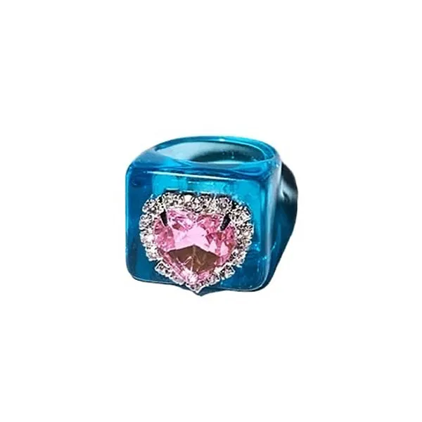 Heart Rhinestone Resin Ring