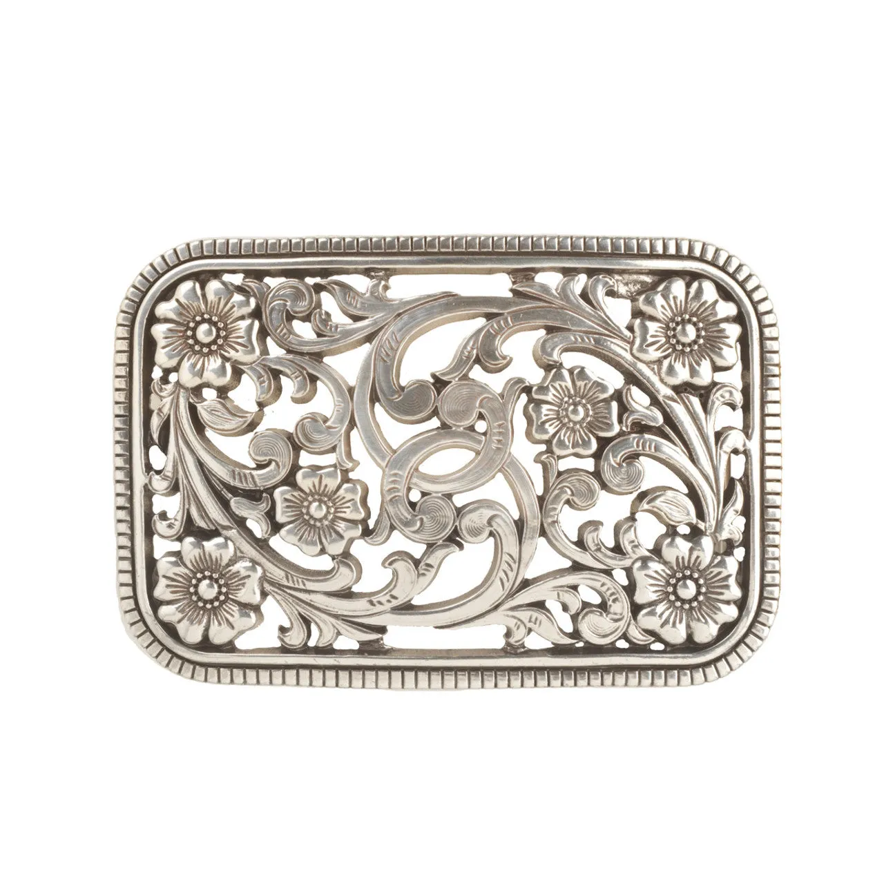 M&F Rectangle Buckle Floral Filigree