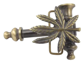 Marijuana Leaf Pipe Belt Buckle