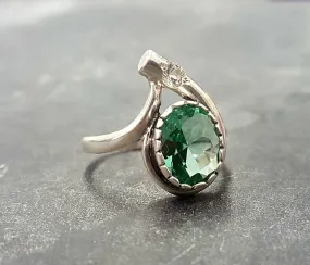 Mint Emerald Ring - Green Teardrop Ring - Vintage Oval Ring