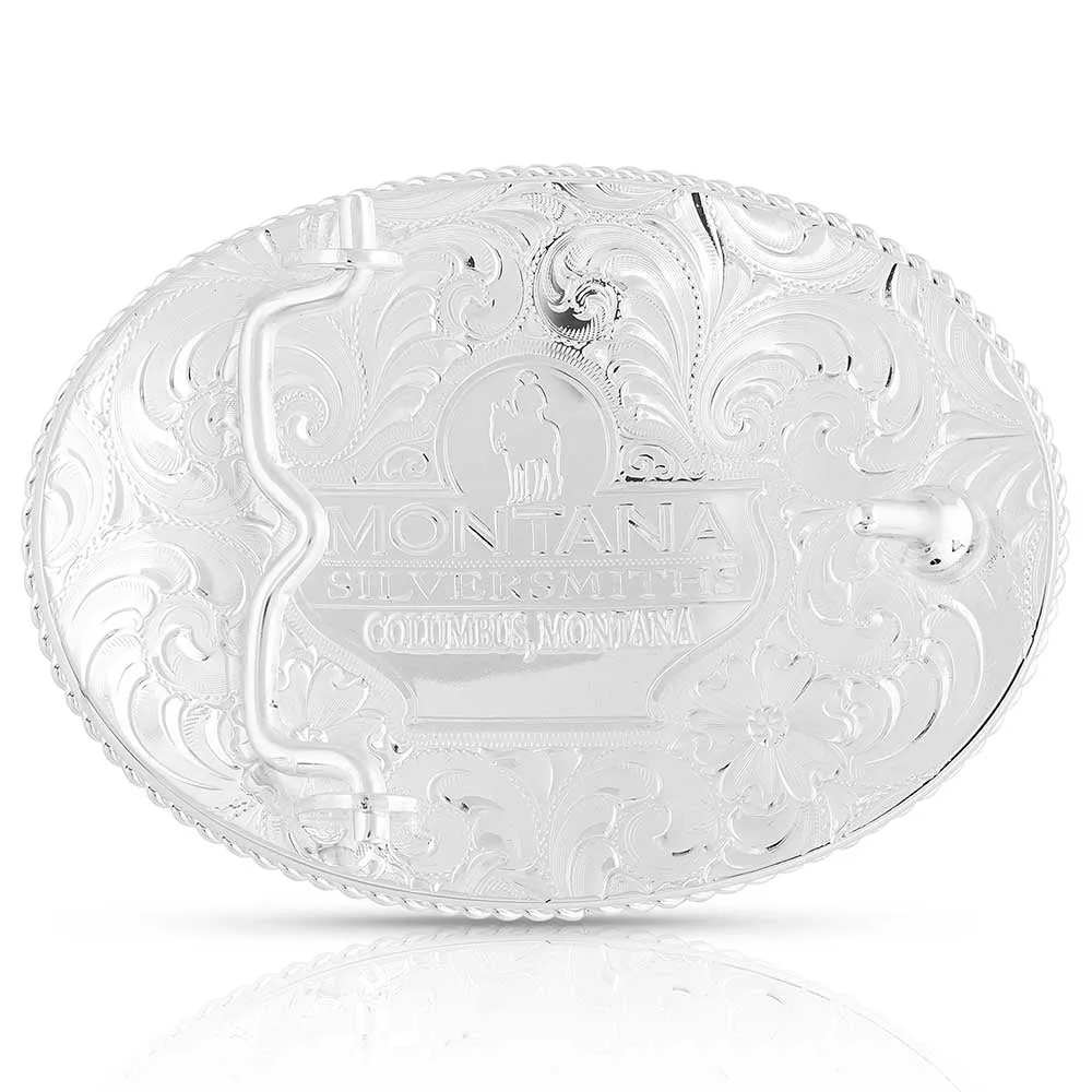 Montana Silversmith Small Two-Tone Engraved Buckle with Christian Cowboy