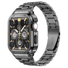 O Ozone - Stainless Steel Watch Band with Case Compatible with Apple Watch Series 9/8/7 (45mm) , Space Grey