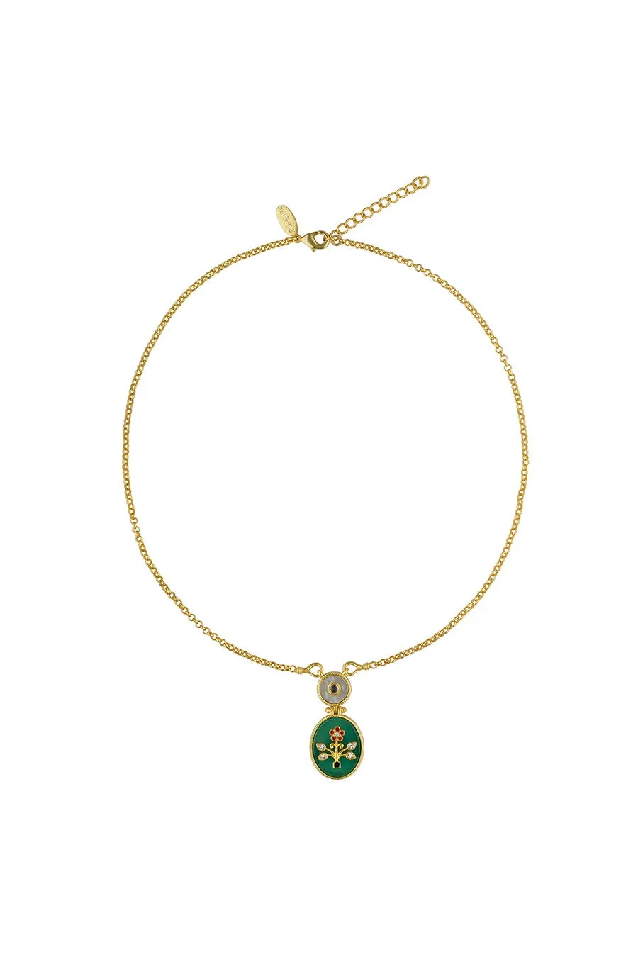 Onyx Vintage Queen Gold Plated Pendant Necklace