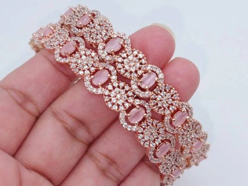 Pair of Rose Gold Bangles - Pink