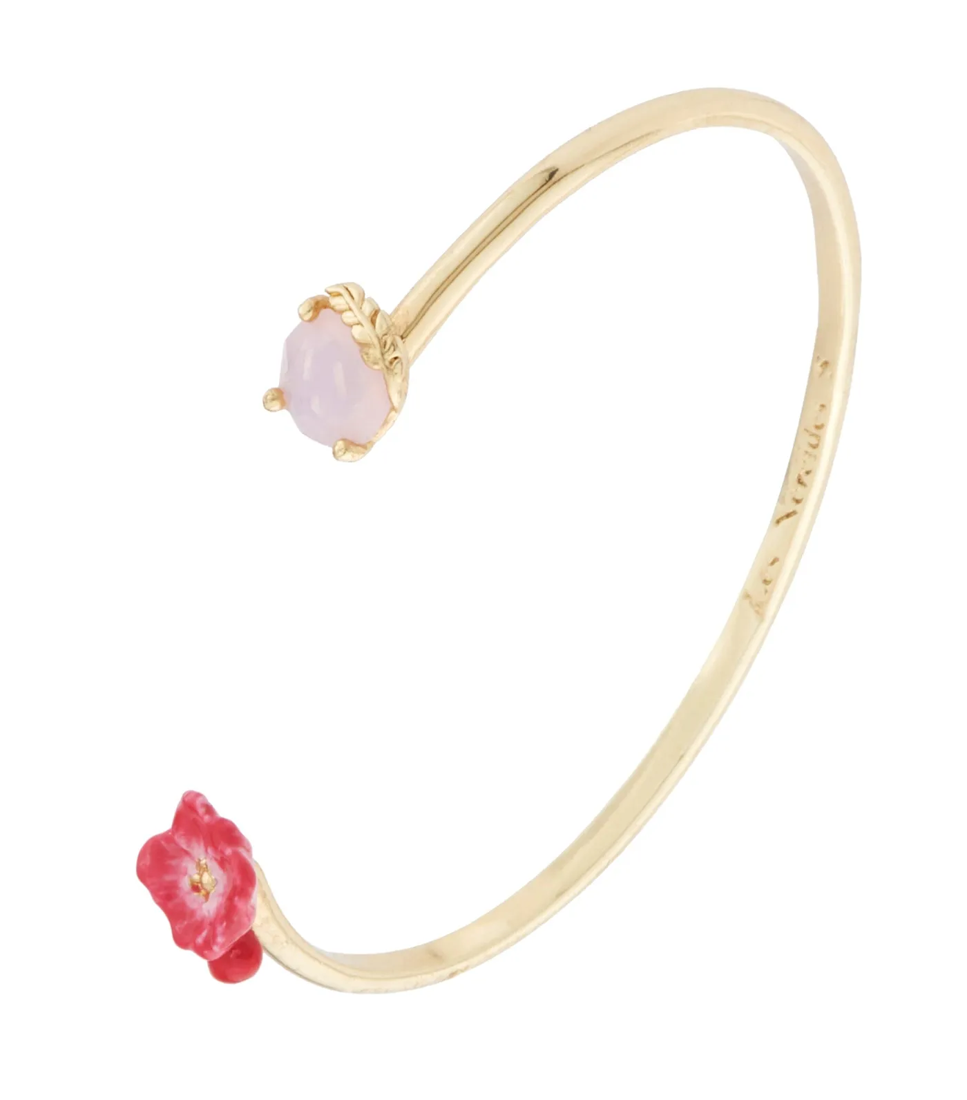Poppy, Heart, and Carved Crystal Bangle Bracelet