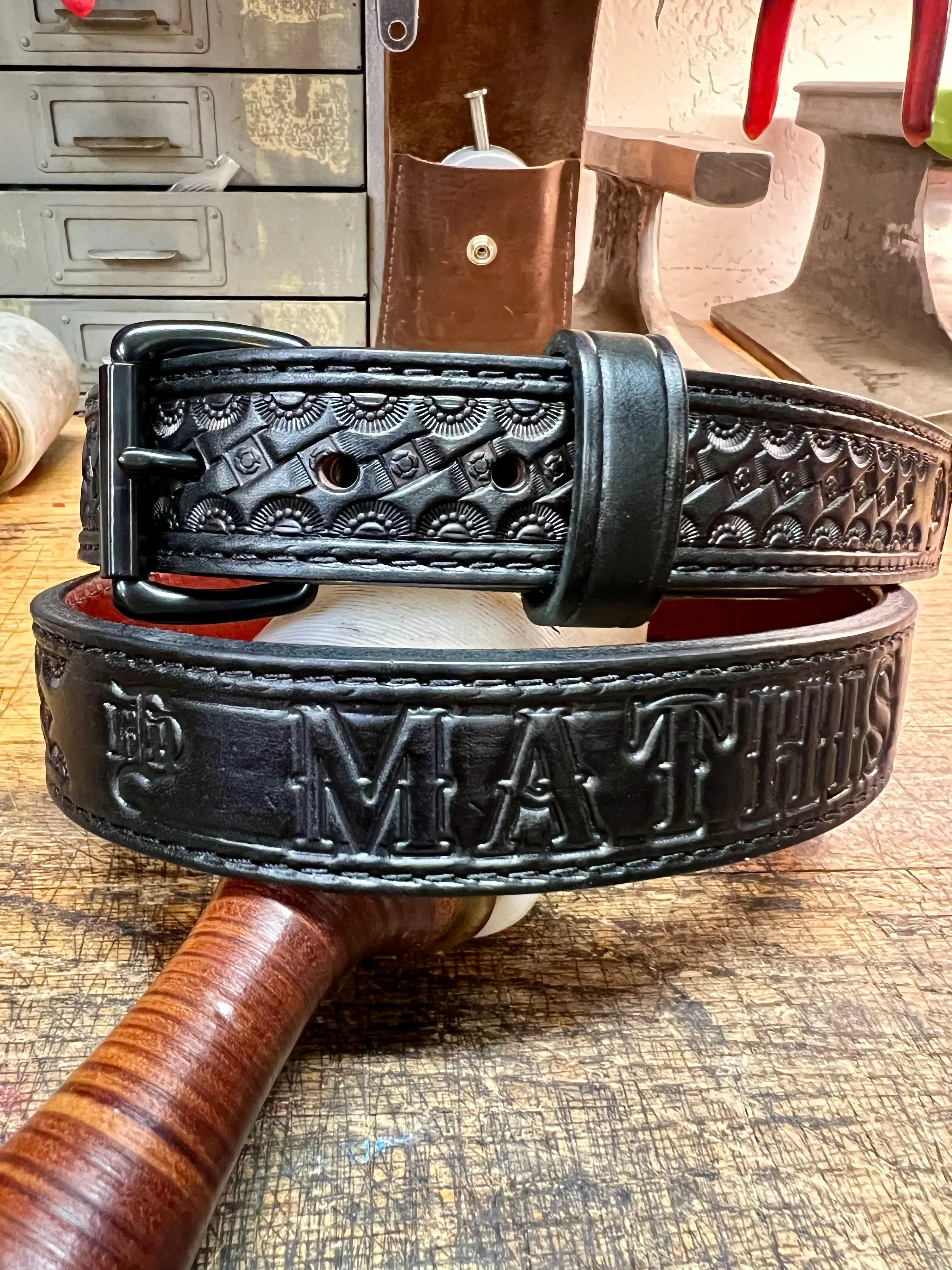 "The Fireman" Custom Tooled & Stamped Belt