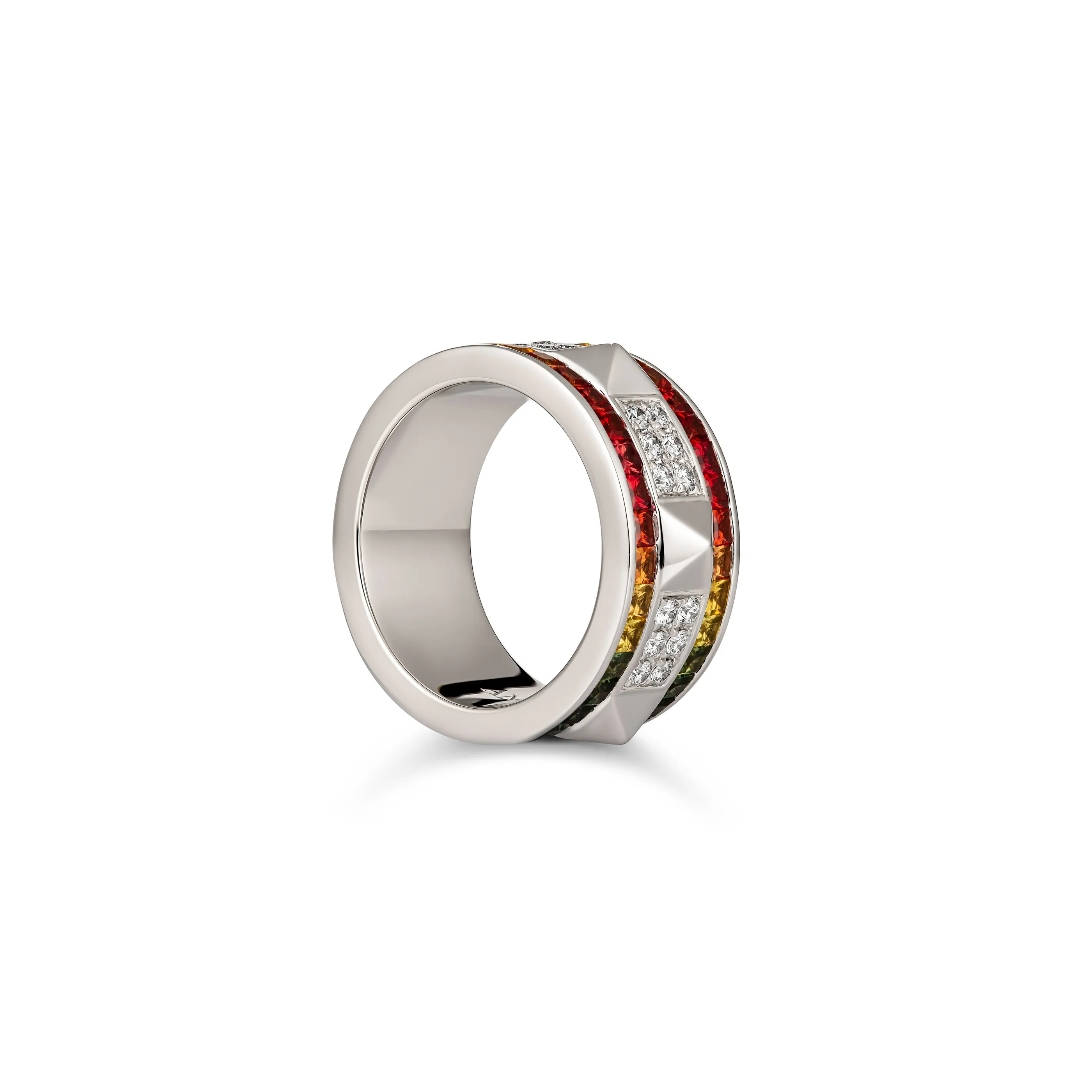 R.08® Deux Rainbow Sapphire and Diamond Ring | Rose Gold