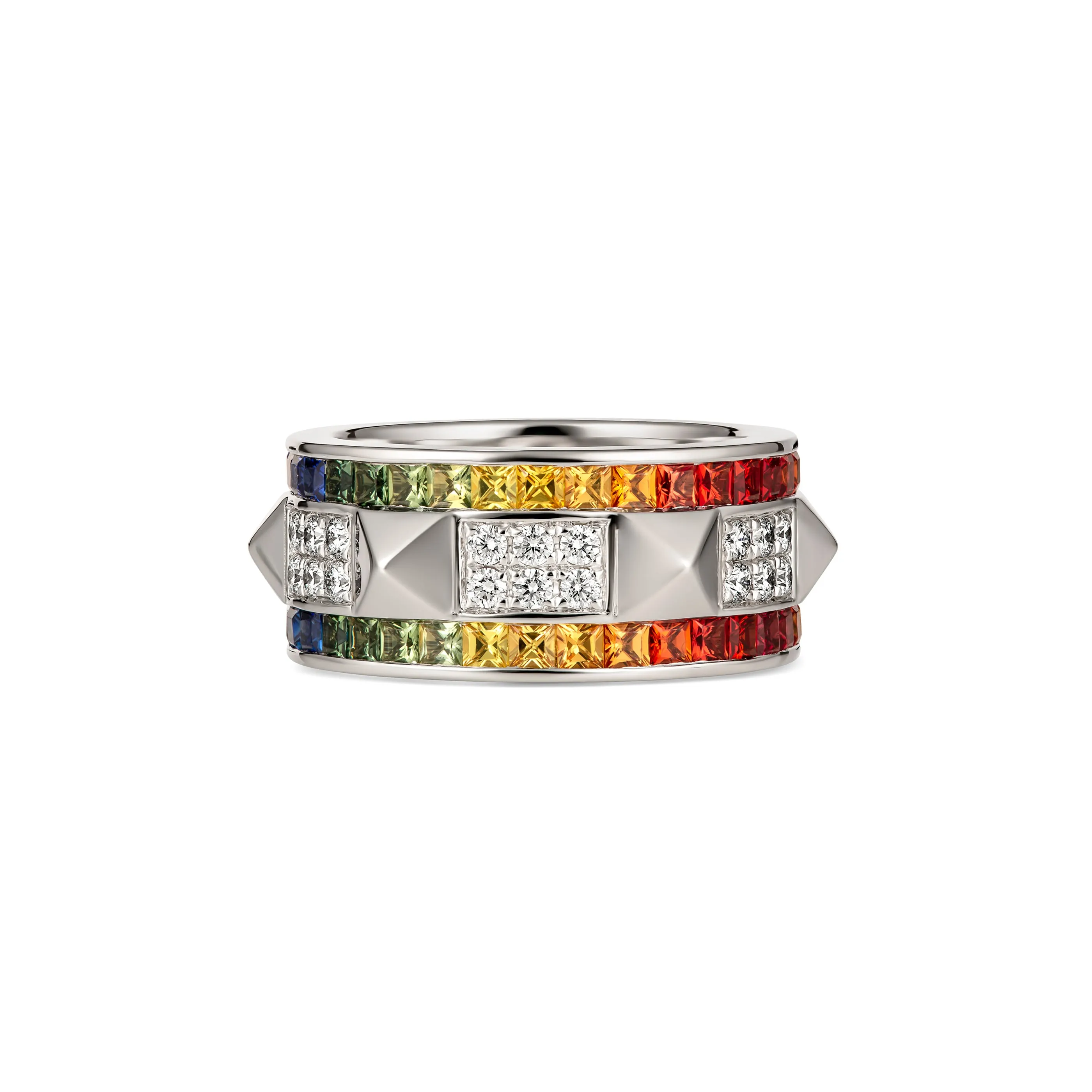 R.08® Deux Rainbow Sapphire and Diamond Ring | Rose Gold