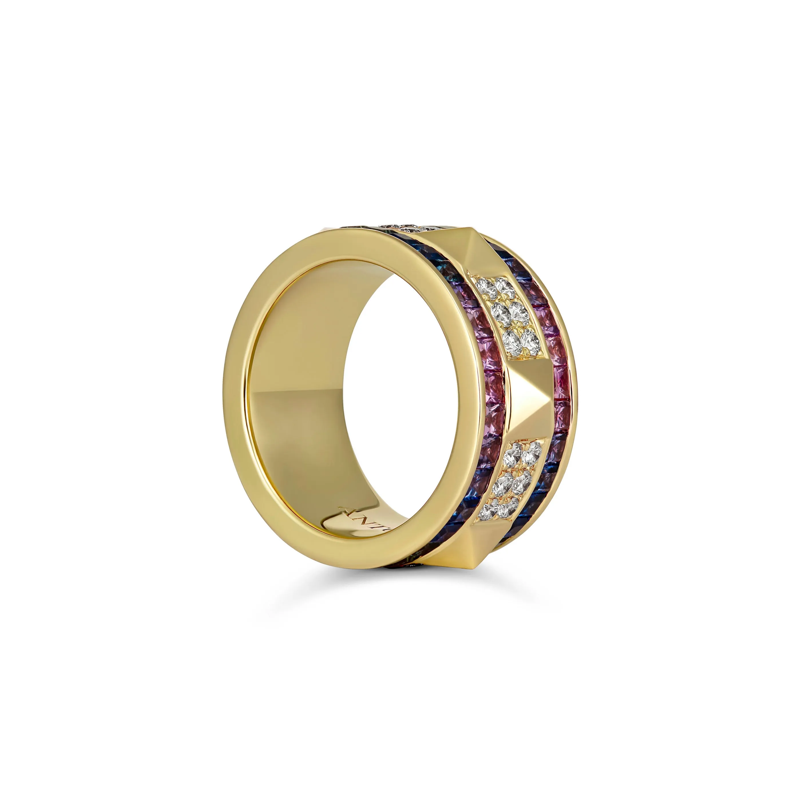 R.08® Deux Rainbow Sapphire and Diamond Ring | Rose Gold