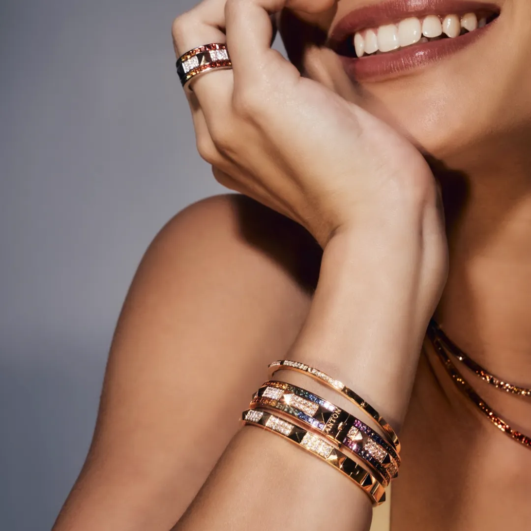 R.08® Deux Rainbow Sapphire and Diamond Ring | Rose Gold