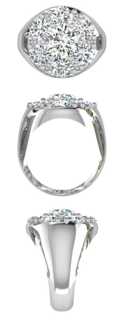 Round Signet Mens Diamond Ring