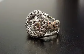 Silver Om Ring - Chunky Buddhist Ring - Silver Meditation Ring