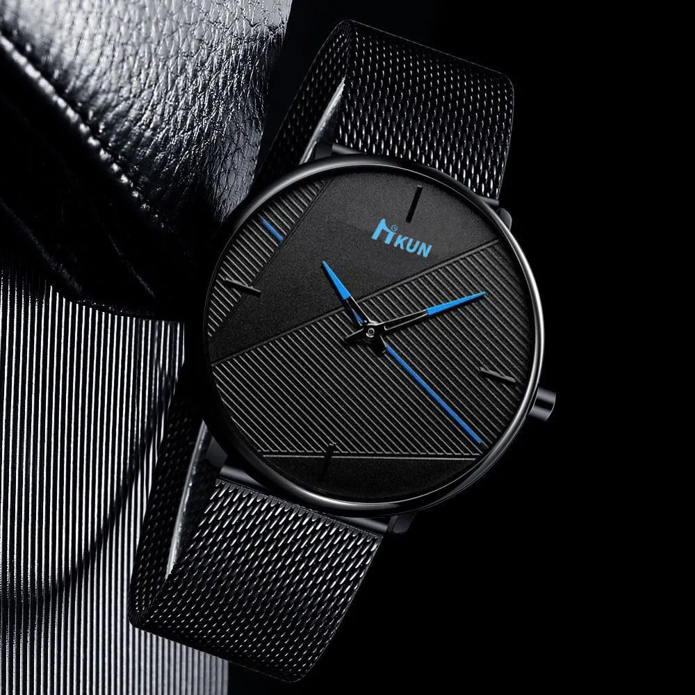 Simple Men's Mesh Strap Watch Fashion Trend Belt Quartz Wrist Watch