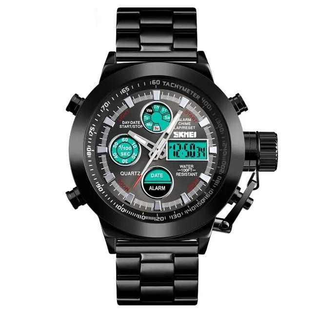 SKMEI 1515 Luxury Men's Quartz Digital Watch w/ 2 Time Chronograph